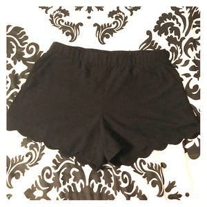 Black Scallop-Edged Shorts